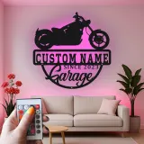 Custom LED Motorcycle Sign | Metal Garage Wall Art | Personalized Biker Decor | Light Up Man Cave Gift