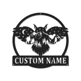 Insegna in metallo personalizzata con gufo | Insegna LED retroilluminata con nome per baita | Silhouette di gufo reale personalizzata, regalo per amanti della natura
