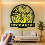 Décoration murale en métal personnalisée Paysage désertique avec rétroéclairage LED Cadeau pour les amoureux de la nature Décor de salon ou de bureau 1