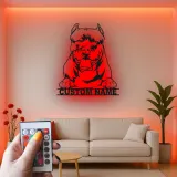 Insegna in metallo LED personalizzata per Pit Bull, regalo per amanti dei cani, decorazione per soggiorno