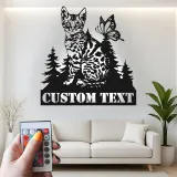 Cartel de metal personalizado con gato y mariposa y luz LED, regalo para amantes de mascotas, decoración para dormitorio o salón