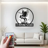 Insegna personalizzata con Airone | Arte murale in metallo LED personalizzata | Decorazione naturale per casa al lago e ufficio | Regalo per amanti della fauna selvatica
