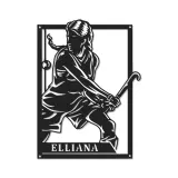 Insegna in metallo personalizzata per giocatore di hockey su prato LED - Regalo personalizzato per atleti - Decorazione per sala sportiva