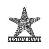 Personalized Starfish LED Sign | Custom Name Metal Wall Art | Ocean Inspired Decor for Beach House, Salon or Nursery
