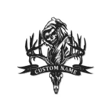 Plaque en métal Tête de cerf et Faucheuse | Décoration murale LED personnalisée pour chasseur | Déco sur mesure pour man cave et lodge