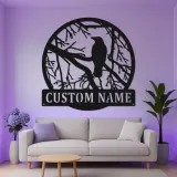 Custom Raven Metal Wall Art | Personalized LED Light Gothic Decor | Custom Name Sign for Home, Cabin or Studio