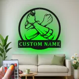 Custom Microphone and Fist Led Light Metal Wall Art Personalized Musician Gift Studio or Man Cave Decor