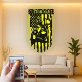 Custom Deer and American Flag Led Light Metal Wall Art Personalized Gift for Hunters Rustic Cabin Decor 1