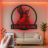 Personalisierte LED-Metall-Wandkunst mit Entenjagd-Motiv – Geschenk für Jäger, rustikale Hüttendeko