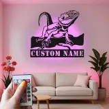 Insegna in metallo personalizzata con drago barbuto e luce LED regalo per amanti dei rettili decorazione per camera da letto o soggiorno