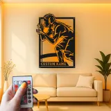 Custom Wrestler Led Light Metal Wall Art Personalized Athlete Gift Sports Room Decor for Wrestling Fans