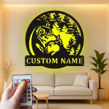 Décoration murale en métal personnalisée avec lumière LED de meute de loups
