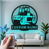 Señal LED de rodillo de carretera | Arte de vehículo de construcción personalizado | Decoración de equipo pesado personalizada para regalo de operador o man cave