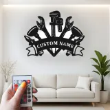 Panneau Métallique Outils de Plombier Personnalisé | Art Murale LED Personnalisée pour Atelier & Bureau | Cadeau pour Professionnel de la Plomberie