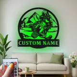 Cartel LED de piloto de moto de nieve personalizado | Arte mural de metal personalizado | Regalo de aventura en montaña para amantes de la moto de nieve