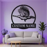 Panneau personnalisé de oie en vol | Art mural en métal LED | Décoration animalière personnalisée pour cabane ou cadeau de lodge de chasse