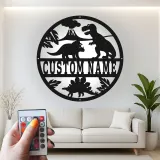 Insegna in metallo LED personalizzata con dinosauro per decorare la stanza dei bambini, regalo per la nursery per amanti dei dinosauri