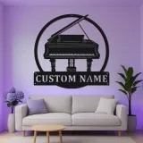 Grand Piano LED Wall Art | Custom Metal Name Sign | Personalized Musician Gift & Studio Decor