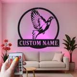 Personalisierte Vogel-Silhouette LED-beleuchtetes Metallschild Geschenk für Naturliebhaber Wohn- oder Garten-Dekor