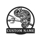Cartel de metal personalizado con luz LED de camaleón, regalo único para amantes de reptiles, decoración única para salón