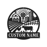Cartel de Granja Personalizado con LED | Arte de Metal de Granja Personalizado | Placa de Nombre Familiar Rústica para Granjeros