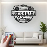 Cartel de metal LED de coche deportivo personalizado, regalo para entusiastas de coches, decoración de garaje