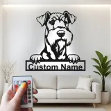 Décoration Murale en Métal LED Schnauzer Personnalisée | Panneau de Portrait d'Animal | Cadeau Moderne pour Amoureux des Chiens