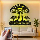 Psychedelisches Pilz-Trio LED-Schild | Personalisiertes Metallschild | Vintage Pilz-Dekor für das Schlafzimmer | Geschenk für Naturfreunde