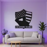 Saluting Soldier LED Metal Wall Art | Personalized Veteran Gift | Custom Military Name Sign for Man Cave