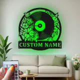 Insegna in metallo LED a forma di disco in vinile personalizzata, regalo per amanti della musica, decorazione per studio 2