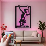 Custom Female Tennis Player Led Light Metal Wall Art Personalized Gift for Tennis Enthusiasts Game Room Decor