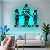 Personalized Firefighter Metal Sign | Custom Fireman LED Wall Art | First Responder Family Gift | Firehouse Home Decor