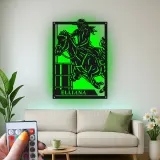 Cartel de metal LED personalizado de jinete de barriles, regalo ecuestre para amantes de los caballos, decoración western para el hogar