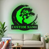 Décoration murale en métal personnalisée Arbre Bonsai avec rétroéclairage LED Cadeau Zen pour la maison Décor de salon tranquille 1