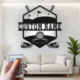 Insegna da golf personalizzata con luce LED | Arte con nome in metallo su misura per parete | Decorazione per home bar e sala giochi | Regalo per golfista