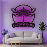 Insegna in Metallo LED a Forma di Libellula Personalizzata Regalo per Amanti della Natura Decorazione per Camera da Letto o Giardino 6