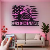 Custom Wolf Howling with Mountains Led Light Metal Wall Art Personalized Gift for Nature Lovers Rustic Cabin Decor