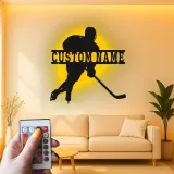 Personalisierte Hockey Spieler LED-Schild | Individuelle Namens Metall-Wandkunst | Spielzimmer Dekor & Geschenk für Athleten