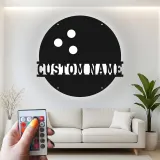 Insegna in metallo personalizzata con luce LED per palline da bowling, regalo personalizzato per appassionati di bowling, decorazione per sala giochi