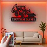 Personalisierte LED-beleuchtete Wandkunst für Baggerlader – Geschenk für Bauenthusiasten, Garage oder Bürodeko