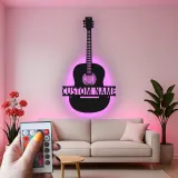 Personalisierte Gitarren-LED-Leuchte | Individuelle Metall-Wandkunst für Musikzimmer | Geschenk für Musiker