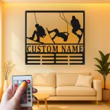 Décoration murale en métal personnalisée Aventure de ski avec rétroéclairage LED Cadeau personnalisé pour les passionnés de ski Décor de salle de jeux