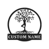 Insegna in metallo LED personalizzata Yoga Posizione Albero regalo per amanti dello yoga