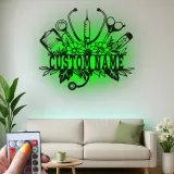 Personalized Nurse Gift | Custom Name LED Metal Sign for Clinic Decor | Floral Medical Wall Art | Nurse Graduation Gift