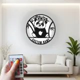 Insegna in metallo personalizzata con panda e luce LED - Regalo personalizzato per nursery, decorazione carina per la camera dei bambini