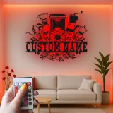 Insegna in metallo personalizzata con luce LED per macchina da caffè, regalo per amanti del caffè, decorazione per cucina e caffè