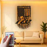 Cartel de metal personalizado con luz LED de cargadora retroexcavadora regalo para él decoración de garaje o taller