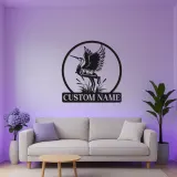 Insegna personalizzata con Airone | Arte murale in metallo LED personalizzata | Decorazione naturale per casa al lago e ufficio | Regalo per amanti della fauna selvatica