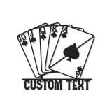 Arte da parete in metallo Royal Flush | Insegna LED personalizzata per sala giochi | Regalo decorativo per serata casino per lui