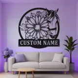 Insegna LED Personalizzata Cavallo e Fiori | Arte in Metallo Personalizzata | Regalo Equestre e Decorazione per Ranch